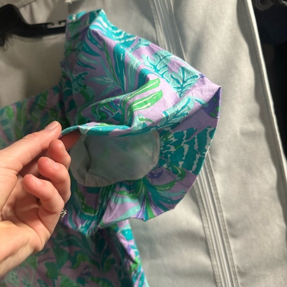 Lilly Pulitzer Lettie Short Sleeve Dress Purple Iris Green Size 2 Baby Doll - Picture 3 of 8